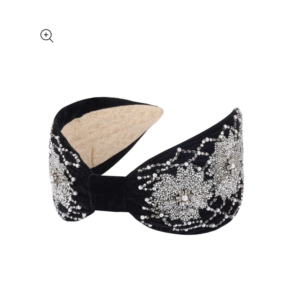 Elegant Black and Silver Embellished Headband
